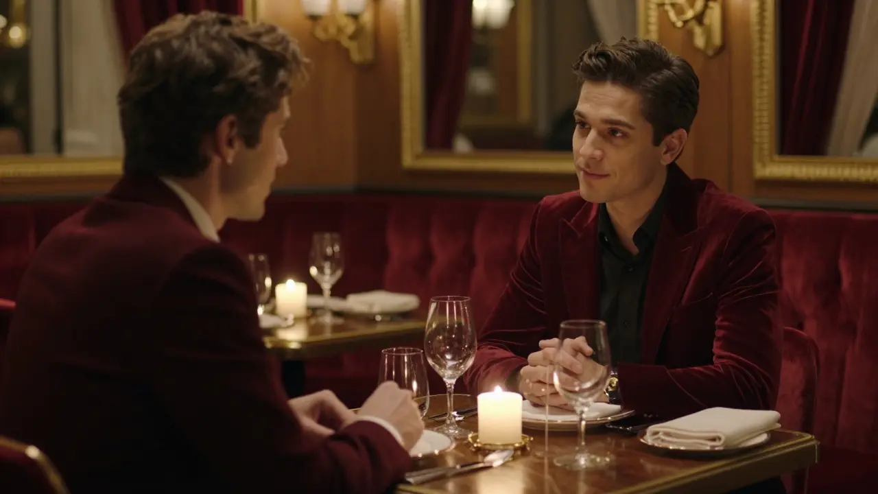 A formal dinner setting with soft candlelight in Paris